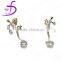Gemstone inlay cheap brass gecko earring