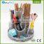 Factory oem design metal mesh cheap sliver cute 5 tubes pen holder