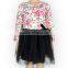 Pink Floral Top And Black Tutu Skirt Boutique Long Sleeve Dress Girls Tutu Dress