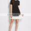 Clothing/women Fashion Dresses/Black Contrast Ruffle Trim Short Sleeve Tee Dress
