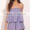 OEM women rompers jumpsuit latest design strapless ruffle playsuit