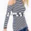 Runwaylover EY2188B Off-Shoulder Women Long Sleeve Stripe T-Shirt Custom Fashion T-Shirt