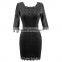 50s Vintage Dress Dots Rose Print Lace Up Back Rockabilly Dress