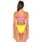Hot sale midriff-baring colorful bathing suit high cut woman swimwear