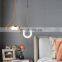 Nordic Energy Saving Simple Bedside Lamp Modern Line Ring Pendant Light Gold Metal Chandelier