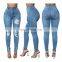 High Quality Custom Women, Jeans Slim Denim Distressed Skinny Jeans/