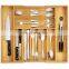 custom bamboo silverware drawer organizer expandable cutlery tray with 2 removable knife blocks