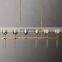 BOULE luxury living room hotel interior decoration double linear industrial metal transparent smoke gray crystal chandelier