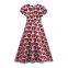 Women's temperament heavy jacquard pullover V-neck bubble sleeve long dress