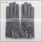 ladies winter warm grey woolen dress fashion hand gloves with fur and button