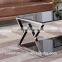 Living room RB-1506 Modern black stoving varnish rectangular tempered glass coffee table with stainless steel tea table
