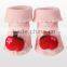 Japan wholesale high quality cute pink apple baby sock for girl with creepers