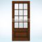 Lobby Entrance Door, Wood Patio Sliding French Folding Door With Clear Frosted Tempered Glass Panel