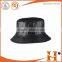 custom logo black leather bucket hat