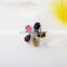 Beautiful flower colorful pear ring . silver rings for woman. sterling silver jewelry ring in rings with tourmaline