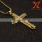 New Stainless Steel Gold Large CZ Glitter Three Cross Charm Pendant