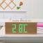 2016 new design hot digital led wood clock with alarm and wood carving clockwith Dot matrix display