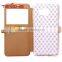 plain color window view funtion PU leather flip wallet phone case for samsung galaxy s7 edge