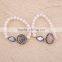 Freshwater Pearl Beads with Rhinestone Crystal Gemstone Connector Spacer Beads Bracelets, Pearl Jewelry Druzy Bracelet
