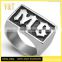 Jingli Jewelry On stock factory price 316L black stainless steel custom engraved jewelry MC biker rings (HF-052)