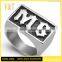 Jingli Jewelry On Stock Factory Price 316L Black Stainless Steel Custom Engraved Jewelry MC Biker Rings (HF-052)