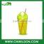Double wall Plastic cup with straw/16oz plastic straw tumbler
