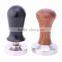304 Stainless Steel Calibrated Pressure Tamper For Coffee And Espresso With Wooden Handle Brown