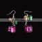 OEM iron purple and gold color bell pedant Madri gras holiday jewelry cute kids cheap earrings