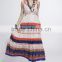 Women's V Neck Sleeveless Elastic Waist Striped Maxi Dress