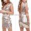 2016Customized Plus Size Women Sequined Sleeveless Party Dress Cocktail Dress