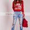 Custom Design Women Merry Christmas Crew Neck Cropped Jumper Red Knitwear Sweater Pullover
