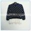 Wholesale 100% cotton girls dot t shirt Navy background white dot t shirt Children casual wear