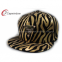 Gold Zebra Pattern Printing Flat Brim Baseball Hats With Gold Matel Logo