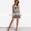 Mini Dresses Korean Beach Women Striped Multicolor Sleeveless Print Lace Yoke Shift Loose Tank Boho Sexy Rayon Dress