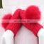 Large rabbit fur pom pom knitted mittens for girls fashion
