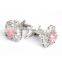 Luxury cufflinks white pink crystal for wedding