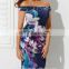 Off-shoulder printed bodycon charming women high end cocktail dress