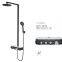 AT-P005B-2 Bathroom Shower Systems With Platform Foshan Supplier Black Colour Luxury Rain Shower 3 Functions