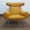Modern leather living room ox lounge chair with ottoman