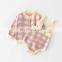 Korean Baby Long-sleeved Small Fresh Plaid Jacket With Suspenders Triangle Climbing Sweater Two-piece