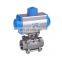 3pcs type 2 inch pneumatic actuated stainless steel ball valve