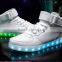 2016 New Wave pure black/white sport casual shoes with 7 colors LED luminous lights and USB charger cable