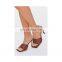 Ladies high fashion latest shoes womens brown crocodile print heeled sandals