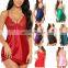 OEM new women's sexy underwear lace deep V-neck transparent sexy pajamas with neck hanging