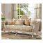 Wood frame free-standing antique beach white upholstered classic sofa set furniture