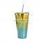 Double Wall Vacuum Insulated 16OZ Stainless Steel Straw Tumbler