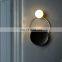 Nordic Modern G4 Round Glass Ball Wall Lamp Simple Black White Iron LED Wall Light for Bedroom Aisle Sconce