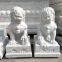 Stone lion manufacturer, white jade carved lion door decoration, finely carved stone lion wholesale