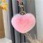 60Imitation rabbit hair peach heart patch plush love bag hanging small gift accessories keychain