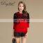 Stylish Red Women's Jacquard Wild Goose Pattern Crew Neck Sweater Preppy Style Knitted Cashmere for Winter with Front Back Logo